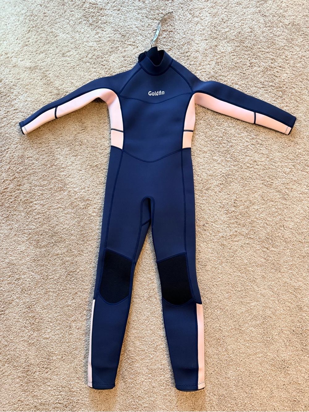 Kids' Navy and Light Pink Goldfin Full-Body Wetsuit